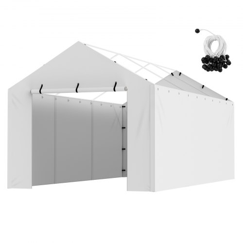 VEVOR Carport-garagetent 3 x 6 m, tentgarage, waterdicht en UV-beschermd, schuurauto, eenvoudige installatie met spanbanden, wit (bovenkant en frame niet inbegrepen) afbeelding
