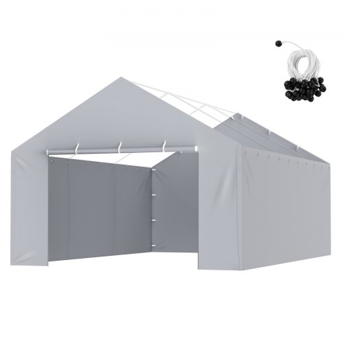 VEVOR carport garagetent zijwand 6000 x 3950 x 1950 mm garagetent afdakzeil heavy duty waterdicht en UV-bestendig grijs (bovenkant en frame niet inbegrepen) afbeelding