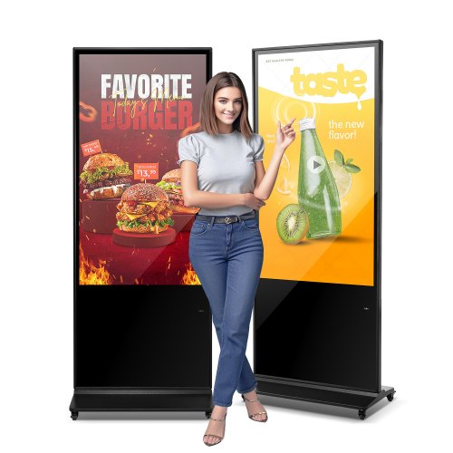 VEVOR Digitaal Klantenstopper Touchscreen 2K UHD LCD 140cm Reclamebord Zwart afbeelding