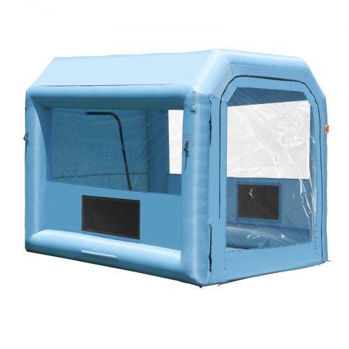 VEVOR opblaasbare spuitcabine, 3,9 x 2,4 x 2,4 m opblaasbare spuitcabine, met 550 W ventilator- en luchtfiltersysteem, draagbare autolakcabine voor het schilderen van motorfietsen, fietsen, klein meubilair afbeelding