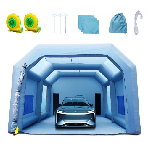 VEVOR draagbare opblaasbare Spuitcabine Verfcabine 1100 950W 10x6x4m anti-spray verfcabine voor doe-het-zelfprojecten hobby verfmachine gereedschap afbeelding