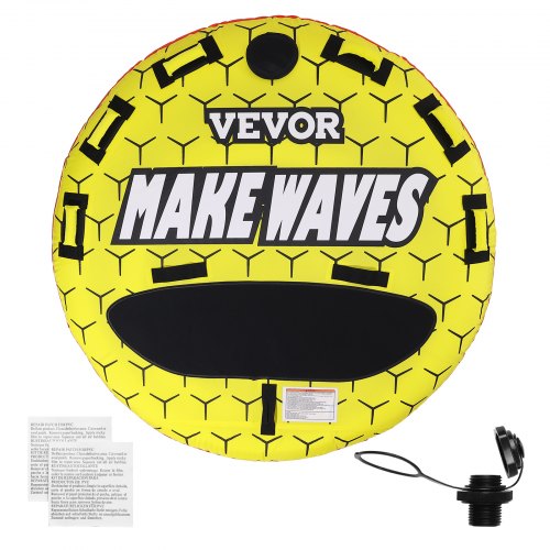 VEVOR-sleepbuis voor boten, opblaasbare bootbuizen en sleepboten voor 1-3 personen, 510 lbs, 63" ronde watersport-sleepbuizen voor sleepboten, volledige nylon hoes afbeelding