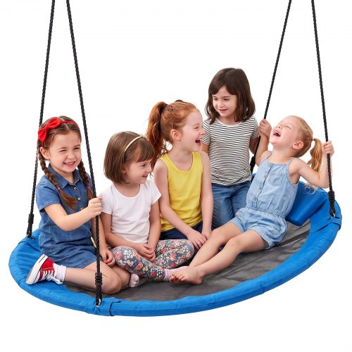 VEVOR Nestschommel ⌀149 cm Schotelschommel Familieschommel 317 kg Blauw, Schommel voor binnen- en buitengebruik, 360° draaibaar, Schommelzitting gemaa