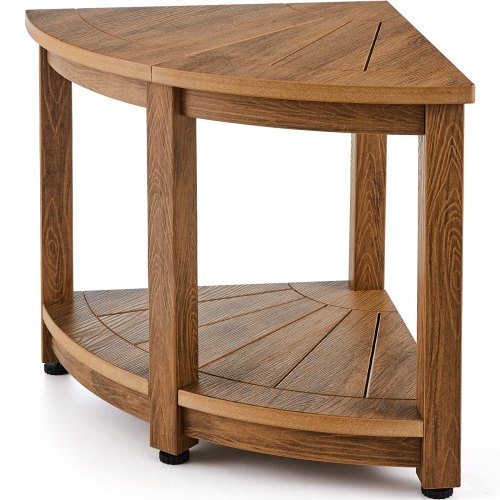 VEVOR douchehoek hoekdouchebank 47 cm hoogte polystyreen met houtnerf 159 kg draagvermogen badkamer douchekruk met plank douchekruk voor binnen- en buitendouche badkamer woonkamer afbeelding