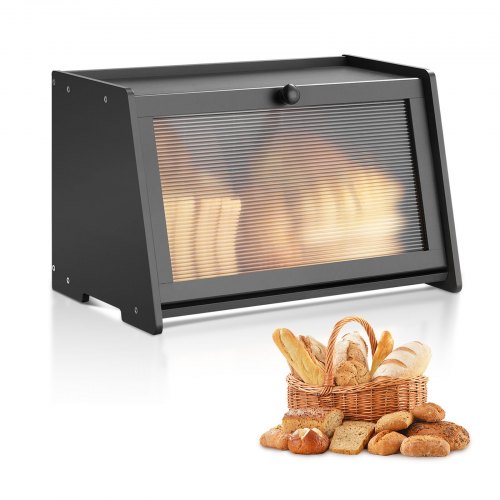 VEVOR Broodtrommel Broodopslag Broodtrommel Broodcontainer Zwarte Houten Organizer afbeelding