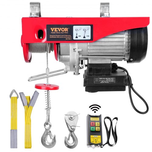 VEVOR Elektrische Lier 400 kg tot 800 kg hefhoogte 12 m Kabeltakel motorlier 1450 W koperen motorkatrol 10 m/min hijssnelheid takel met draadloze afbeelding