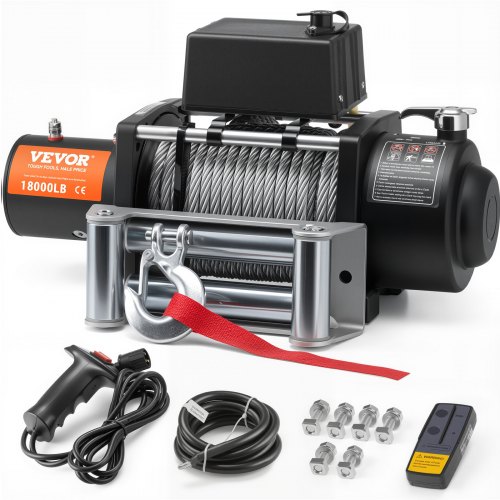 VEVOR elektrische lier 12V DC 8165kg elektrische lier motorlier 19 strengen afbeelding