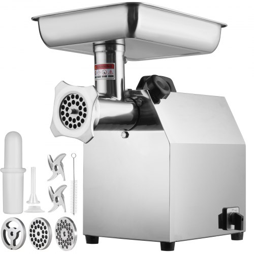 VEVOR elektrische vleesmolen RVS vleesmachine 3,76 kg/minuut gehakt, 650 W multi foodprocessor worstvuller incl. 2 snijplaten, 1 worstkoker, 2 messen voor rundvlees, kip, kalkoen etc. afbeelding