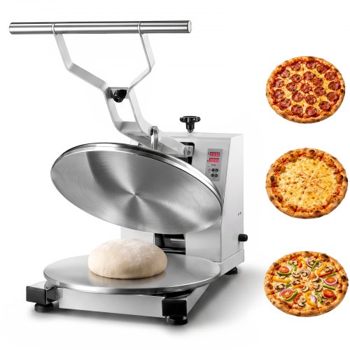 VEVOR Pizzadeegpers 45 cm 1200 W Elektrische Deegpers voor Pizzabodems voor Pizzeria's en Tortilla Restaurants, 0-240 °C, Instelbare Deegdikte 0-11 mm, met Roestvrijstalen Handvat, Aluminium Persplaat