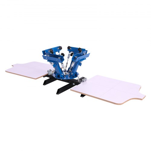 VEVOR 4-kleuren 2-stations zeefdrukmachine, 540x450 mm, 360° draaibaar, nauwkeurige positionering, gepoedercoat koolstofstaal, voor T-shirt zelfdruk, thuisgebruik en commerciële klanten.