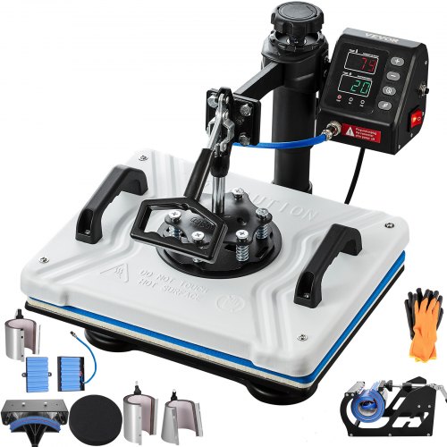 VEVOR Warmte Persmachine Heat Press Machine 12x15 Sublimatie Printer Digitaal LED-Display Transferpers 10 in 1 Wit Hittepers met Benodigde Accessoires afbeelding