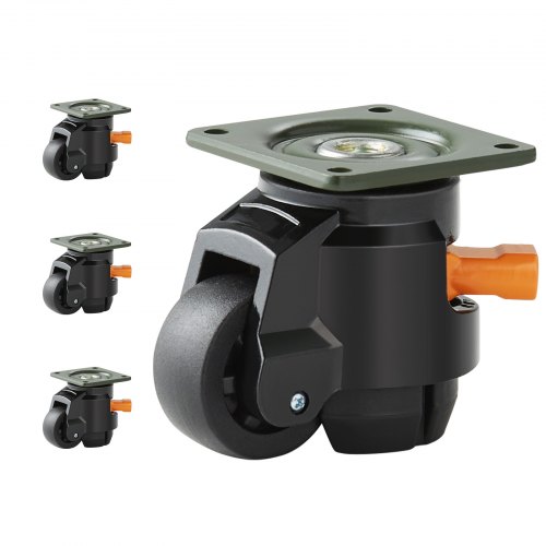 VEVOR set van 4 zwenkwielen, φ50,8 mm, meubelwielen, in hoogte verstelbaar, transportwielen, draagvermogen 0,5 ton, zwaarlastwielen van nylon, nivelleerwielen, lastwielen, loopwielen voor houten planken, meubels, werkbanken afbeelding