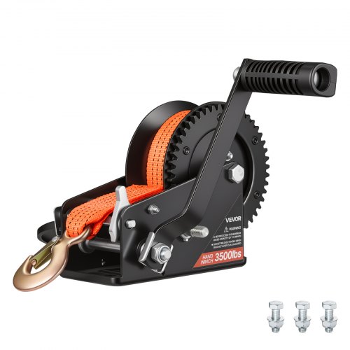 VEVOR Handlier 1588 kg Handlier met 6,1 m polyester band, handlier voor boten, trailers, vrachtwagens en aanhangers, bootlier met tweeweg ratelhandsli
