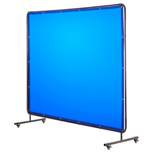 VEVOR Lasgordijn, 1740x2340 mm Lasscherm, vlamvertragende vinyl lasscherm met vergrendelbare zwenkwielen en 6-traps UV-bescherming voor werkplaats/industrieel gebruik, blauw