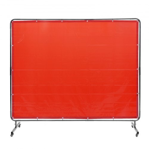 VEVOR Lasgordijn 1,8 x 2,4 m Vlamvertragend vinyl lasscherm met 4 zwenkwielen en 6-niveau UV-bescherming Lasdeken Lasbescherming Rood