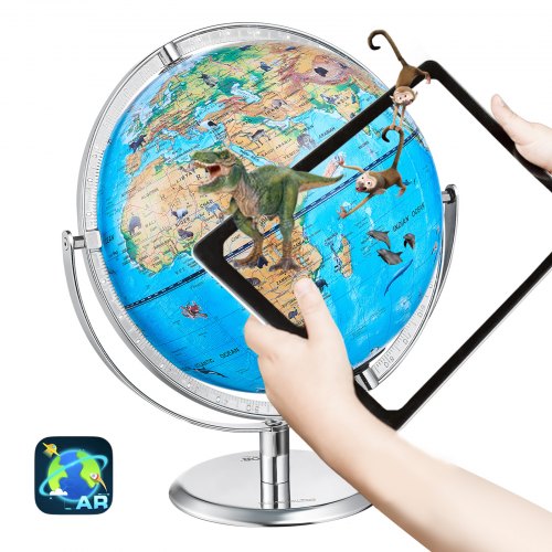 VEVOR Learning Globe 254 mm, interactieve AR-wereldbol met AR Golden Globe APP, LED-nachtverlichting, 720 ° rotatie, STEM-speelgoedcadeaus voor kinderen, compatibel met Android- of iOS-apparaten (Taal: Engels) afbeelding