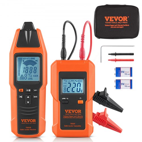 VEVOR kabelzoeker, kabelzoeker, spanningsbereik 12–600 V, circuit- en leidingbreukzoeker, uitschuifbaar tot 2 km voor ondergrondse leidingen, elektrische hekken, verborgen kabels