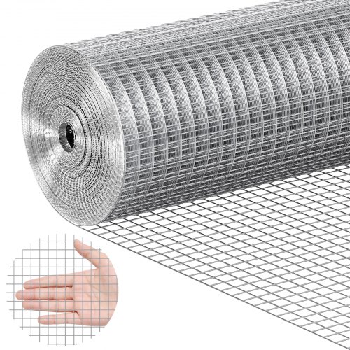 VEVOR draadgaas 610 mm x 7,62 m volièredraad 19 gauge schakelhekwerk, thermisch verzinkt draadgaas op rol 12,7 x 12,7 mm maaswijdte schakelhekwerk voor konijnenkooien en kleine knaagdieren