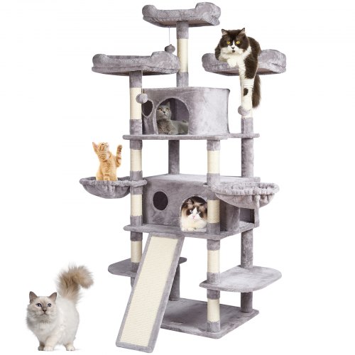 VEVOR kattenkrabpaal kattenkrabpaal klimboom krabpaal sisal 174cm lichtgrijs afbeelding