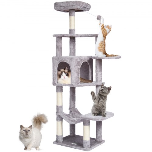 VEVOR krabpaal kattenkrabpaal klimboom krabpaal sisal 154cm lichtgrijs afbeelding