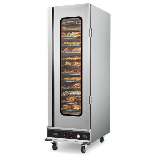 VEVOR voedselverwarmer, 16 niveaus, snackverwarmingskast met waterbak, enkele deur