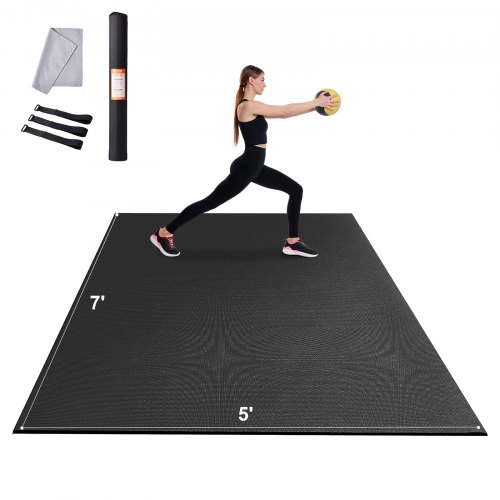 VEVOR oefenmat, antislip, hoogwaardige yogamat met hoge dichtheid, workout yogamat voor mannen en vrouwen, fitness- en oefenmat met tas en draagriem, voor alle soorten yoga, pilates en vloeroefeningen thuis (2,1 x 1,5 m)