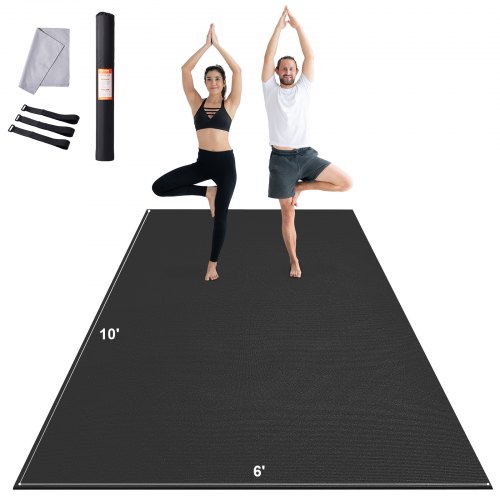 VEVOR oefenmat, antislip, hoogwaardige yogamat met hoge dichtheid, workout yogamat voor mannen en vrouwen, fitness- en oefenmat met tas en draagriem, voor alle soorten yoga, pilates en vloeroefeningen thuis (3 x 1,8 m)