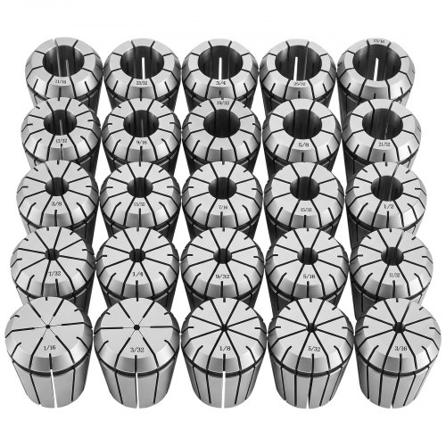 VEVOR ER32 spantangenset 1/16 inch tot 13/16 inch, 25-delig, voor frees- en boormachines, nauwkeurigheid van 0,0008 inch, CNC-spantangen met opbergdoos, gelegeerd staal