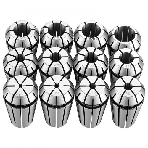 VEVOR ER16 spantangenset 12-delige set van 1/16 inch tot 13/32 inch, voor CNC-frees- en boormachines, nauwkeurigheid van 0,0008 inch, CNC-spantangen met opbergkoffer, gelegeerd staal