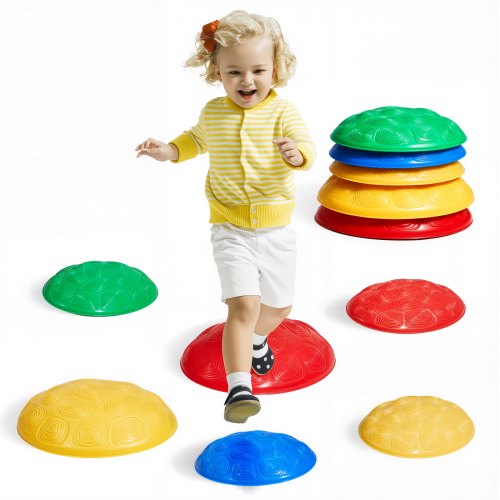 VEVOR Balance Stepping Stones voor kinderen, set van 6, tot 100 kg, hindernisbaan coördinatiespel voor binnen en buiten, stapelstenen, evenwichtsspel