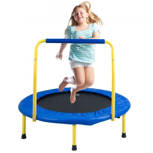 VEVOR trampoline tuintrampoline 810x920x920 mm, opvouwbare trampoline mini 60 kg draagvermogen fitnesstrampoline, kindertrampoline peutertrampoline blauw binnen/buiten/tuin/binnen afbeelding