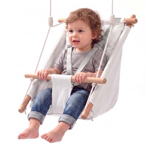VEVOR 3-in-1 babyschommel, kinderschommel, hangende canvas schommel (30 kg), wit, voor binnen- en buitengebruik, 5-punts veiligheidsgordel, hangende zitting met geïntegreerd kussen voor kinderen tot 3 jaar, CE/CPC-gecertificeerd