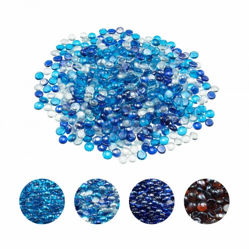 VEVOR Fire Glass 4,5 kg Glazen stenen 19 mm Glazen stenen Kobaltblauw/Caribisch/Transparant afbeelding