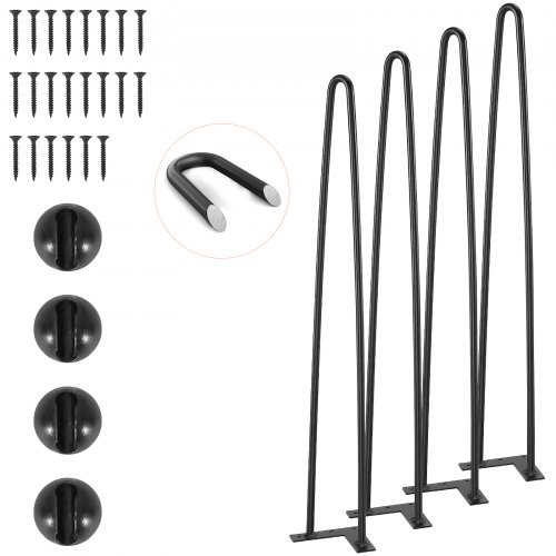 VEVOR set van 4 tafelpoten haarspeldpoten 710mm hoog 110x110mm montageplaat koolstofstaal gepoedercoate haarspeldpoten 227kg draagvermogen Ideaal voor keukentafels woonkamer consoles studiotafels afbeelding
