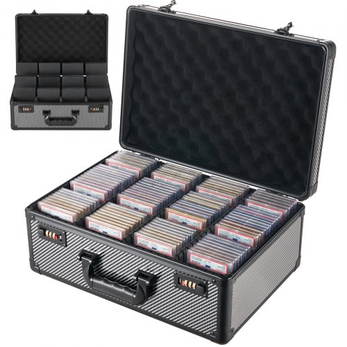 VEVOR Kaartopbergdoos voor 162 PSA Slab-kaarten, draagbare kaartdoos, geschikt voor 130 SGC-, 115 BGS-, 585 Toploader- of meer dan 999 losse kaarten, afsluitbaar, met 4 rijen, handvat en 12 tussenschotten.