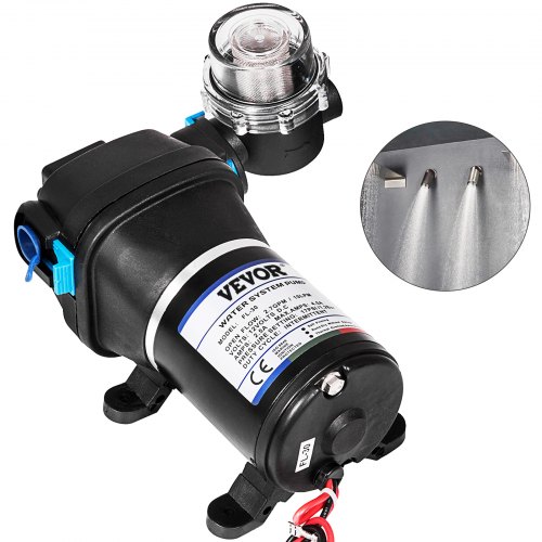 VEVOR Waterpomp Hogedrukmembraan 12 V, Hogedrukwaterpomp 10 L/min, Zelfaanzuigende membraanpomp 1,83 m, 3-kamermembraan, Membraanpomp met thermische beveiliging, voor auto's, boten, campers afbeelding