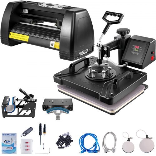 VEVOR Warmte Persmachine, 29 x 38 cm 5 in 1 Warmte Persmachine en 350 mm Vinyl Cutter Plotter, Snijplotter Machine met Signmaster, Snijplotter voor het Overbrengen van Afbeeldingen op T-shirtstassen afbeelding