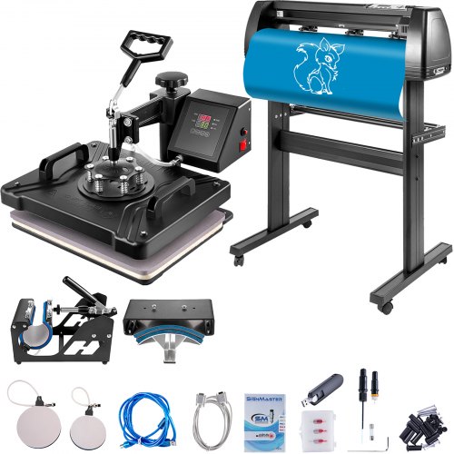 VEVOR Warmte Persmachine, 29x38cm, 5in1 Warmte Persmachine en 870mm Vinyl Cutter Plotter, Snijplotter Machine met Signmaster Software, Professionele Snijplotter met Digitale LED Controller, Bureaublad afbeelding