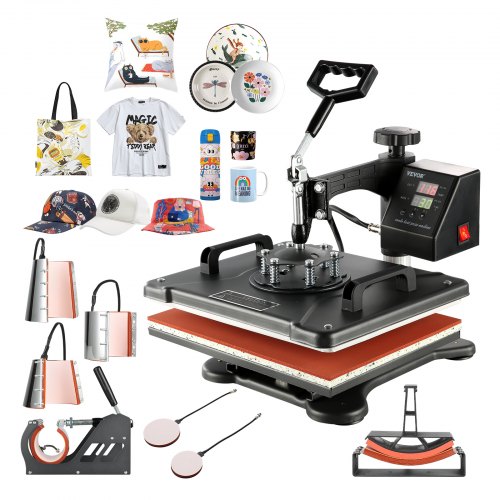 VEVOR Heat Press 8 in 1 Heat Press Machine 38x30cm T-shirt Press Machine Heat Press Machine DIY Heat Press met digitale LED-temperatuur- en tijdregelaar afbeelding