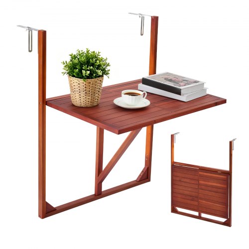 VEVOR Hangende Balkontafel 650x450 mm Opklapbare Tafel 27 kg Hangende Balkontafel, voor Terras, Tuin, Veranda, Geschikt voor balustrades van 0-70 mm,