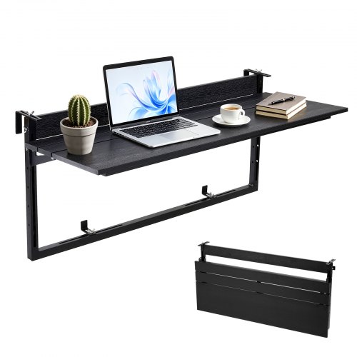 VEVOR Hangende Balkontafel 1015x380 mm Opklapbare Tafel 27 kg Hangende Balkontafel, voor Terras, Tuin, Balkon, Geschikt voor balustrades met een diame