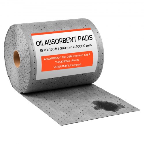 VEVOR Olieabsorberende Mat Rol 0,36 x 46 m, Opvangmatten voor Olie- en Watergerelateerde Morsingen, Universele Absorberende Maten voor Reiniging in Ma