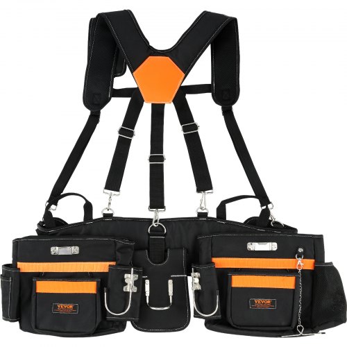 VEVOR gereedschapsriem 600D polyester met 29 zakken bosbouwriem 736,6-1371,6 mm tailleomtrek 50,8 mm riembreedte gereedschapstasriem voor ambachtslieden bouwers elektriciens timmerlieden afbeelding