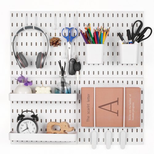 VEVOR 4x Tool Wall Tool Geperforeerde Muur Pegboard 28x28cm met Accessoires Wit afbeelding