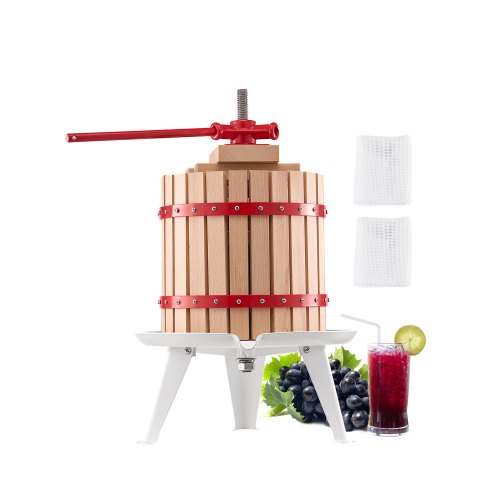 VEVOR Fruitwijnpers Handmatige pers Fruitmolen Wijnmaken 12L met houten mand afbeelding
