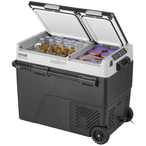 VEVOR draagbare autokoelkast met vriesvak, koelboxcompressor, 58 liter, dubbele zone afbeelding