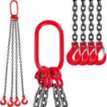 Chain Sling - 6/15" x 6.5' Vier Poot met Stalen Haak - Grade 80