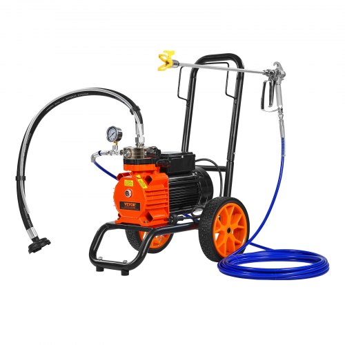 VEVOR Airless verfspuit met membraan, 1100W efficiënte airless verfspuit met kar, 2000 psi airless verfspuit, met verlengstok, 2 l/min hogedruk airles