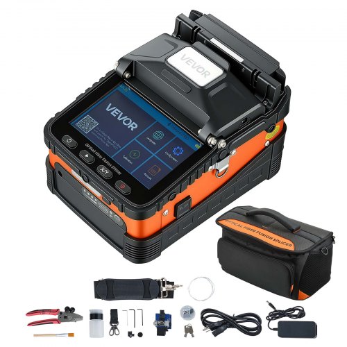VEVOR glasvezellasser, 6 motoren, 0,5 µm kernuitlijning, fusielasser met VFL OPM voor SM MM DS NZDS, 8s lassen, 18s verwarmen, 5 inch LCD-display, 3-in-1 vezelhouder, 5200mAh
