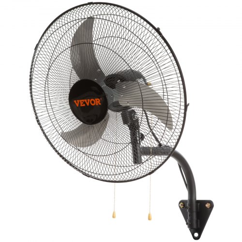 VEVOR muurventilator, 49 cm oscillerende muurventilator, 4650 CFM, 3 snelheden, commerciële of residentiële ventilator voor koeling van magazijn, kas, werkplaats, terras, kelder, zwart afbeelding